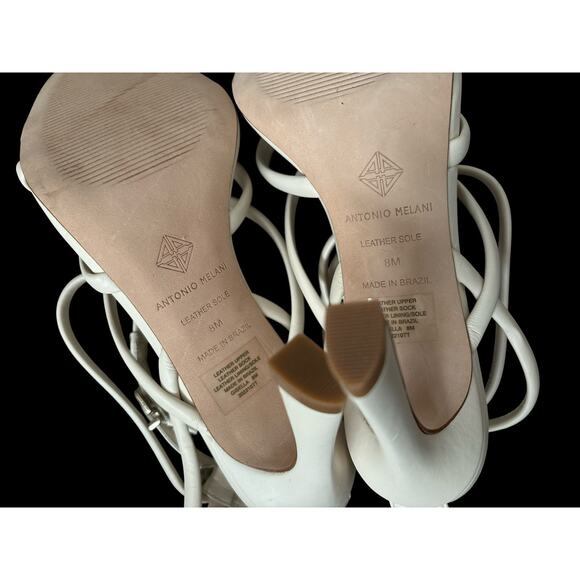 ANTONIO MELANI Womens Size 8M Cream Leather Strappy Gisella Stiletto Heels Shoes - Picture 8 of 8
